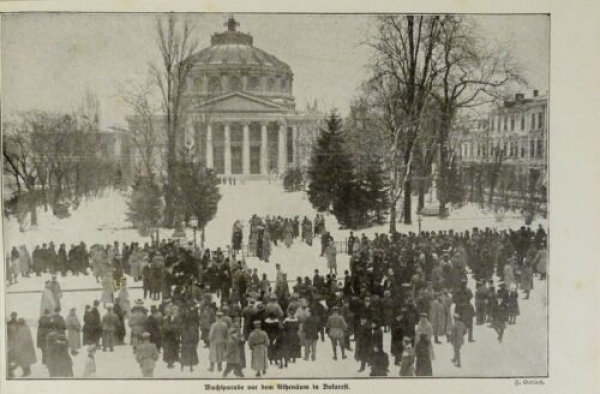 1917 - alter Druck - Wachtparade vor dem Athenäum in Bukarest